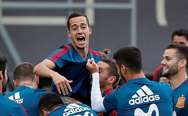 Lucas Vázquez, en un entrenamiento. 