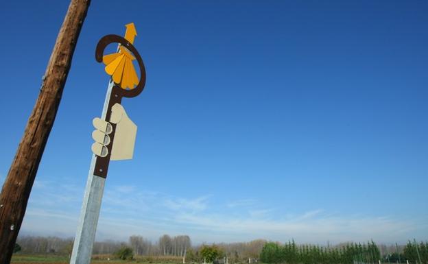 Señalización del Caminio de Santiago de su paso por Ponferrada.