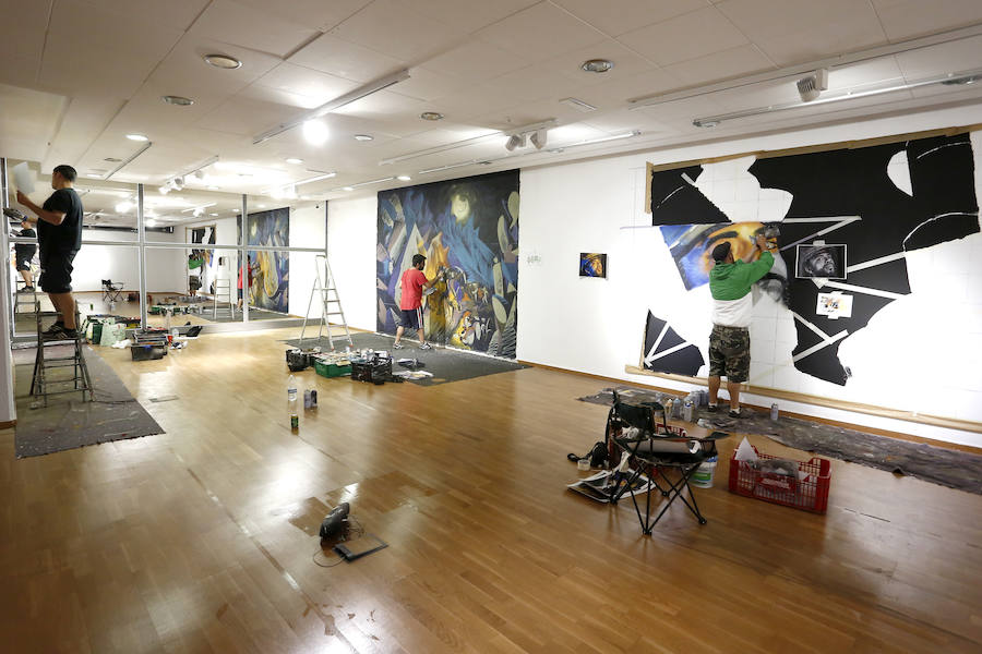 Fotos: Preparativos de la exposición &#039;Del carbón al grafiti&#039; en Sabero