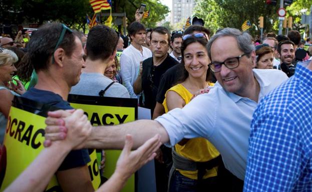 El presidente de la Generalitat, Quim Torra, durante la manifestación.