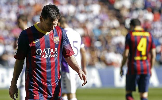 Messi, durante la última derrota del Barcelona en Valladolid.