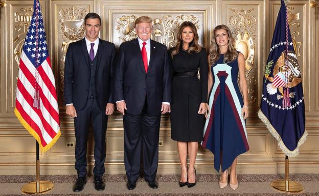 Pedro Sánchez, Donald Trump, Melania Trump y Begoña Gómez.