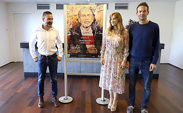 El director artístico y técnico de la OSCyL, Jordi Gimeno; la directora general de Políticas Culturales, Mar Sancho y el director de la Orquesta Sinfónica de Castilla y León (Oscyl), Andrew Gourlay, en la presentación del inicio de la Temporada 2018/2019 de la Orquesta Sinfónica de Castilla y León.