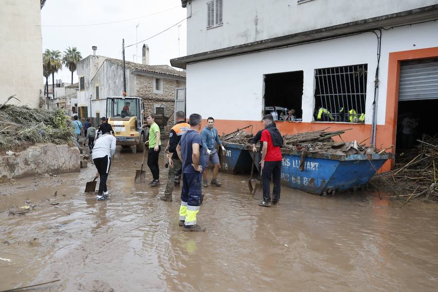 Los efectivos de la UME colaboran en las tareas de recuperación de las zonas afectadas por las inundaciones de Mallorca