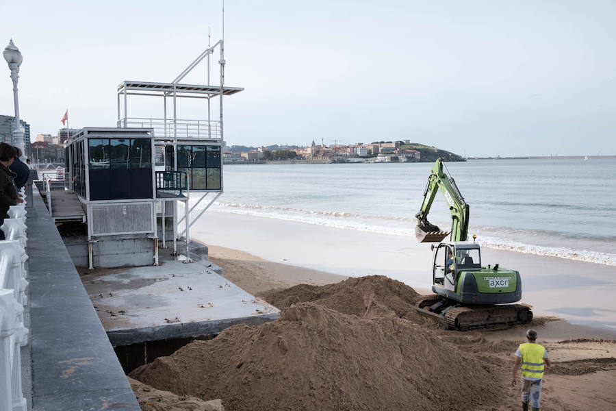 Fotos: La playa de San Lorenzo pierde arena