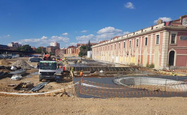 Imagen reciente de las obras de integración del AVE en León capital. 