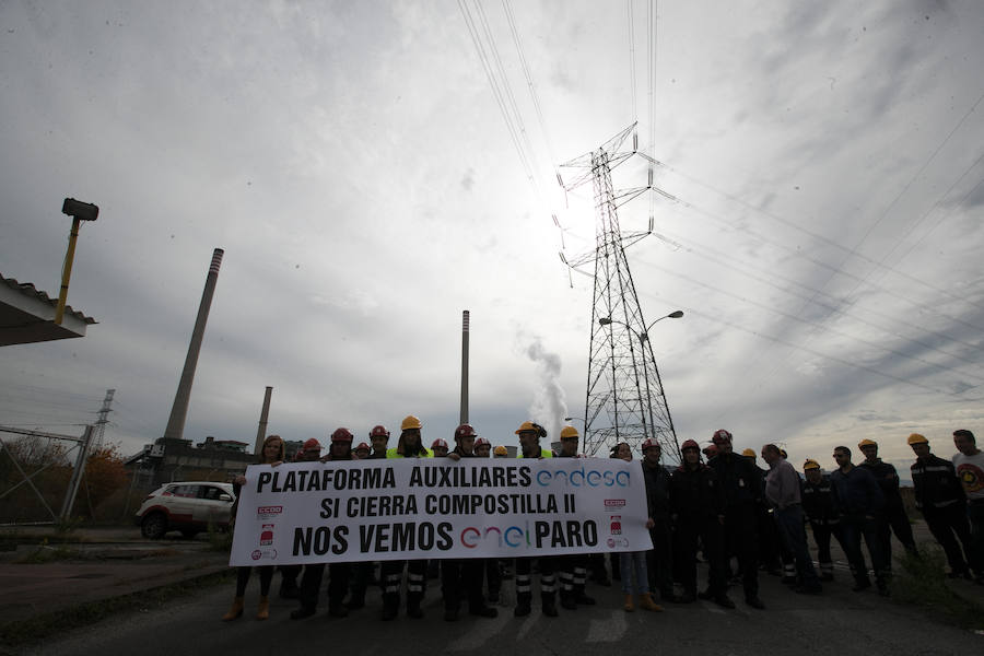 Fotos: Concentración de trabajadores de la subcontrata de Compostilla II en Cubillos del Sil