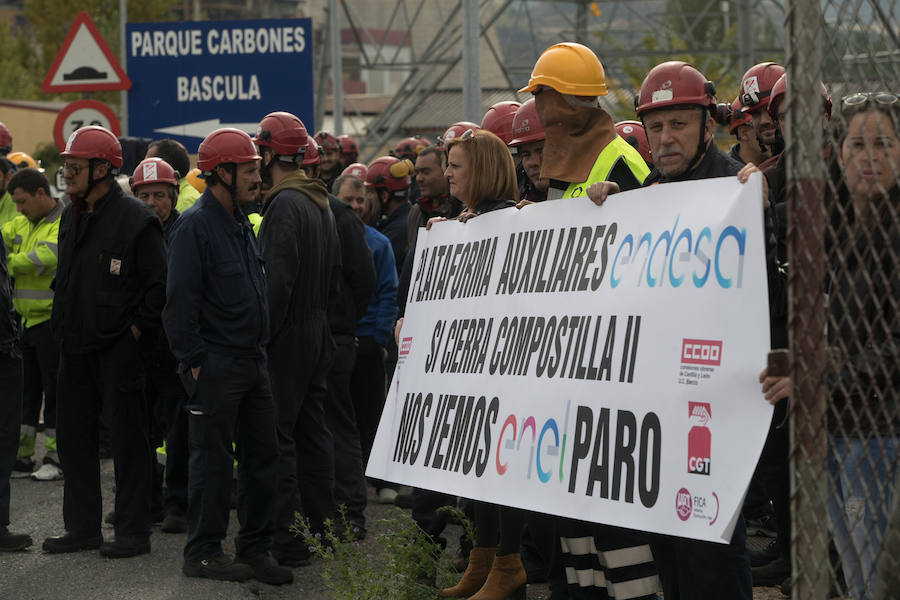 Fotos: Concentración de trabajadores de la subcontrata de Compostilla II en Cubillos del Sil