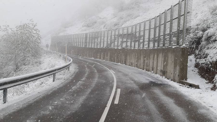 Fotos: La nieve complica la circulación de Pajares, el Huerna y Somiedo