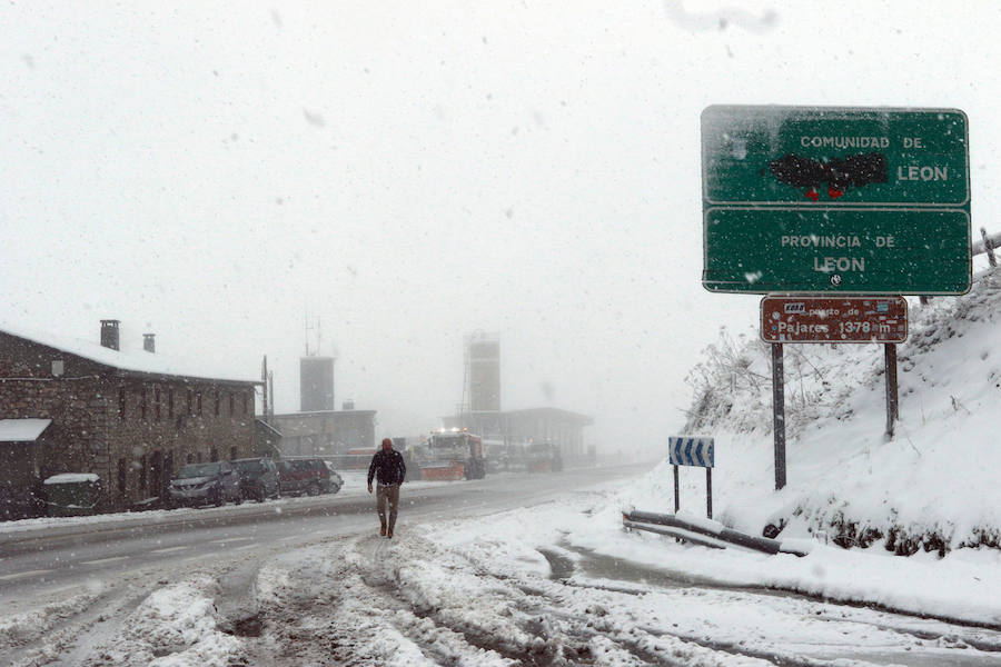 Fotos: La nieve complica la circulación de Pajares, el Huerna y Somiedo