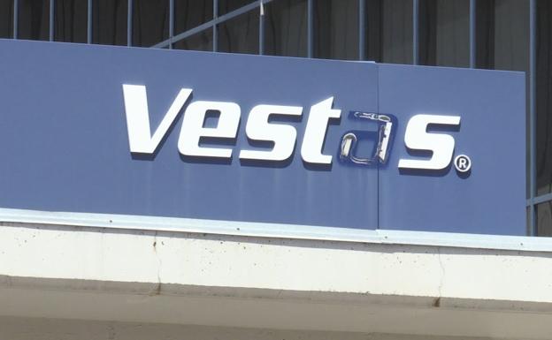 Imagen de un letrero de Vestas en la planta leonesa.