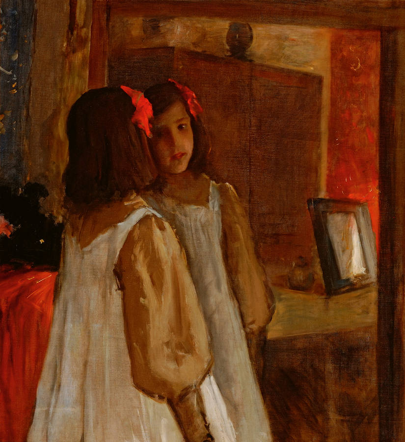 Alice in the Mirror, de William M. Chase. Óleo sobre lienzo, 89,5 x 81,2 cm.
