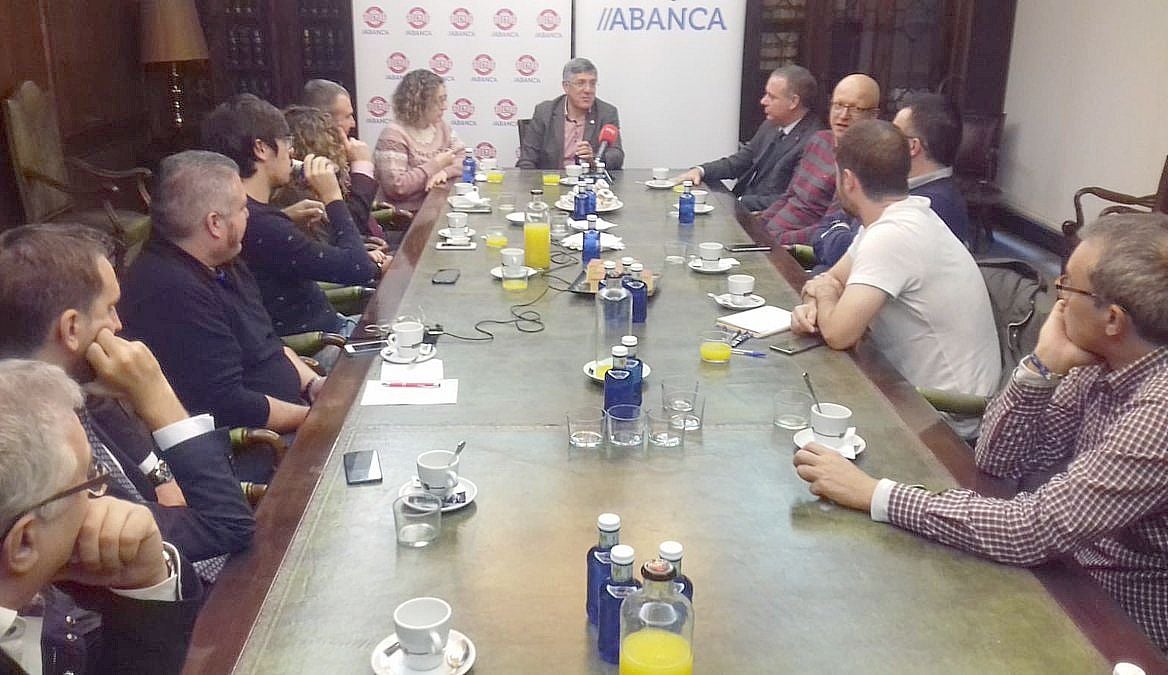 El presidente del Abanca Ademar durante el desayuno con la prensa este miércoles.