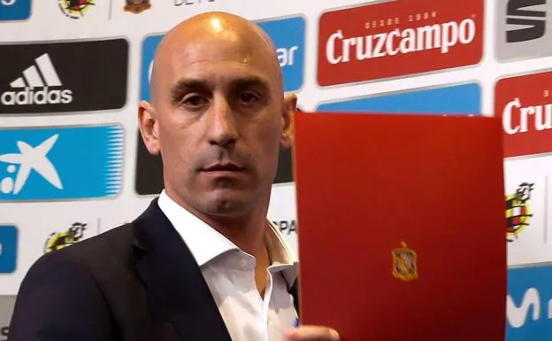 Luis Rubiales, el día en que anunció la destitución de Julen Lopetegui como seleccionador. 