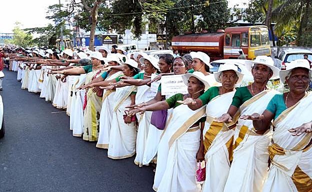 Manifestación de mujeres por la igualdad en la India. 