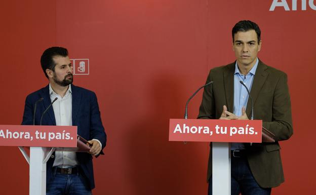 Luis Tudanca y Pedro Sánchez, en un acto conjunto. 