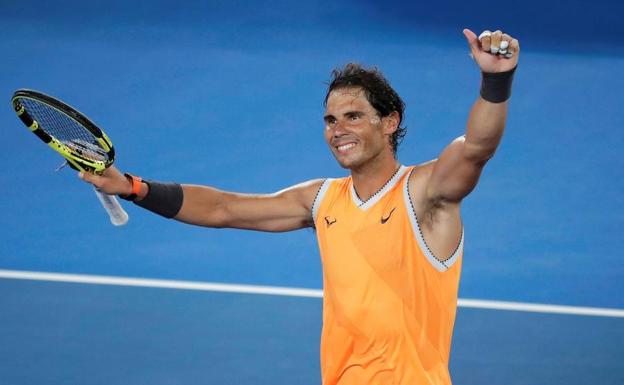 Nadal celebra la victoria ante Ebden. 