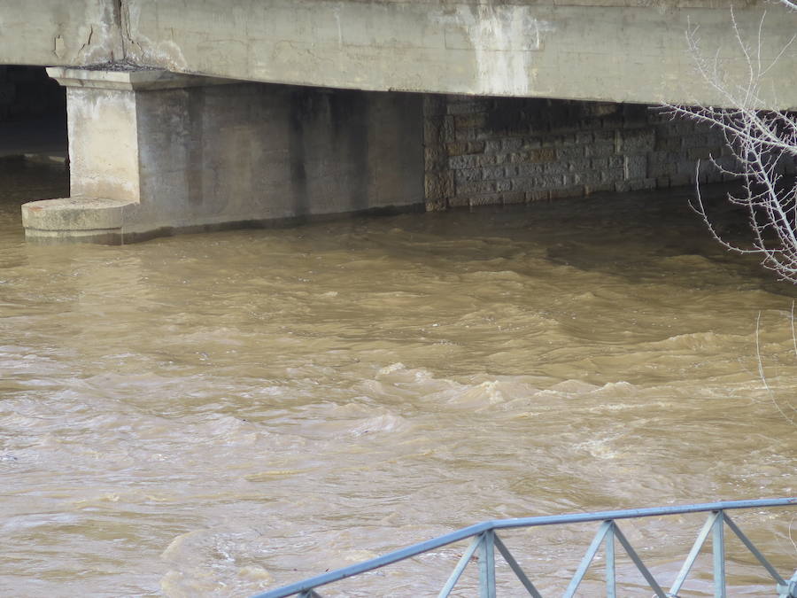 La credida del río Bernesga a su paso por la capital ha obligado al cierre de las pasarelas