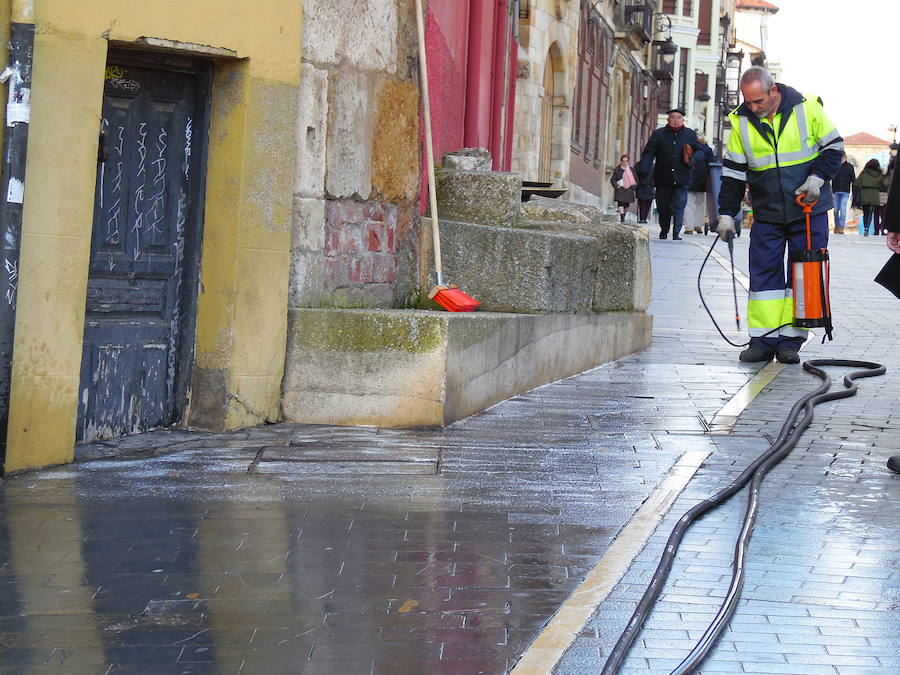 Fotos: Vuelve el tratamiento antideslizante a León