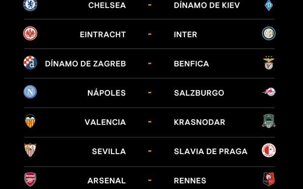 Resultado del sorteo de octavos de la Europa League. 