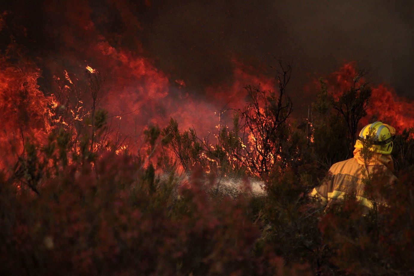 Un rayo provoca un incendio cerca del municipio de Quintana del Castillo