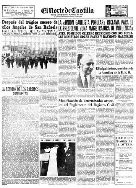 Imagen - Portada de El Norte de Castilla del 18 de junio de 1969.