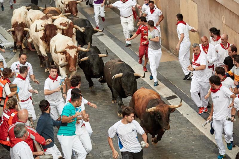 Fotos: Los debutantes de La Palmosilla ponen emoción al séptimo encierro