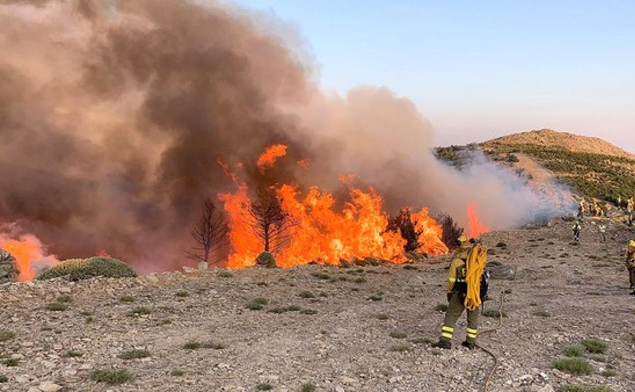 Incendio en el Valle de Iruelas (Ávila), el pasado domingo.