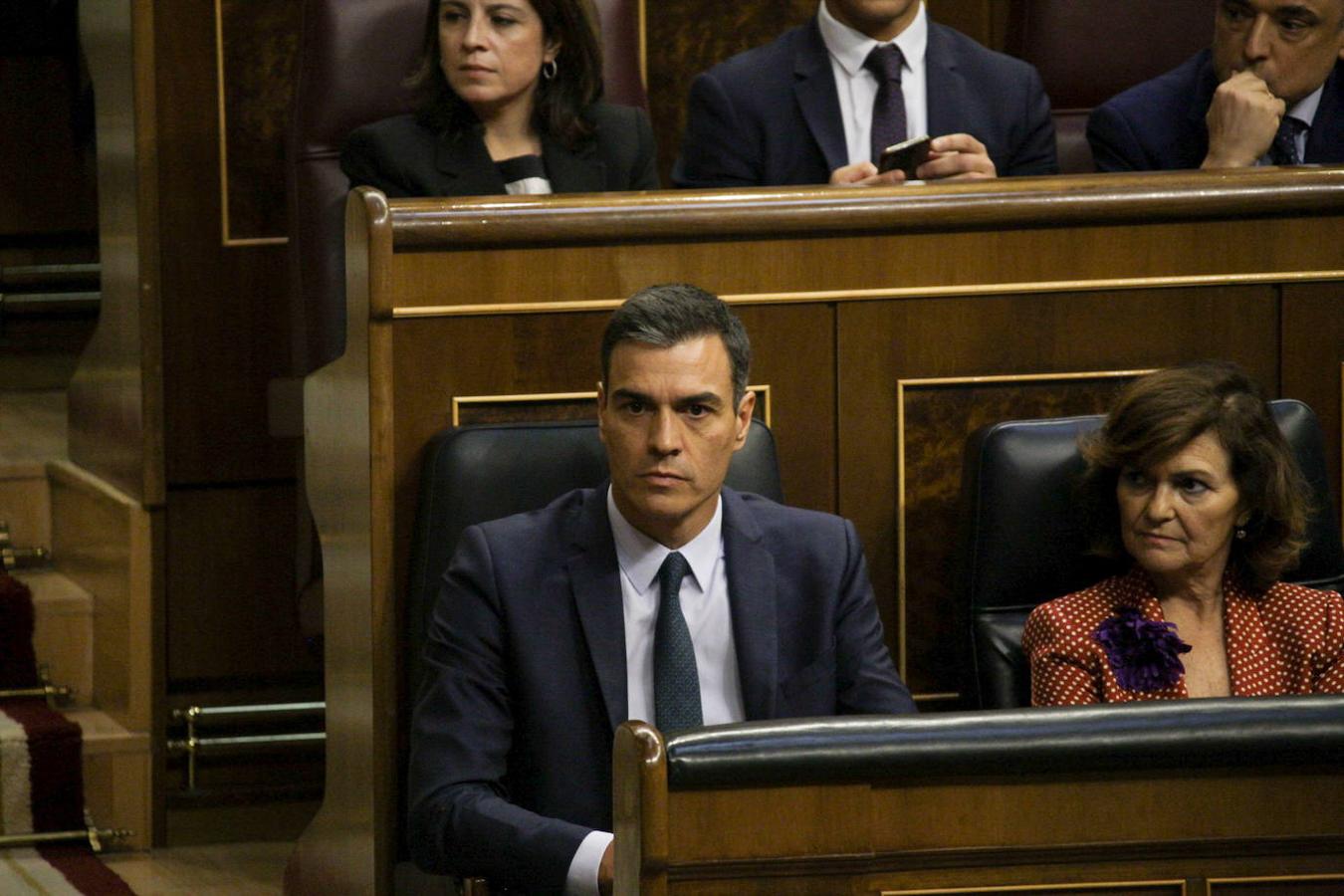 El presidente en funciones, Pedro Sánchez, en su escaño.