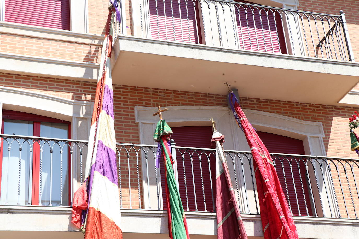 Los pendones de la comnarca lucen en el Día de Asturias en Valencia de Don Juan. 