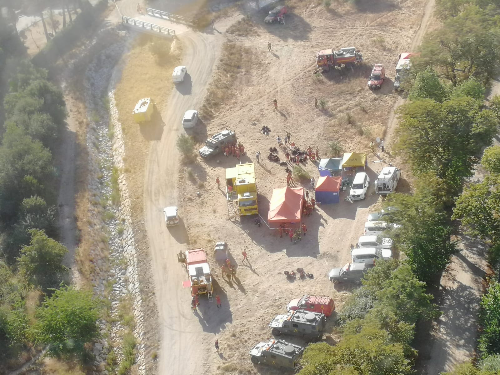 Efectivos de Brif Tabuyo durante los trabajos de este martes.