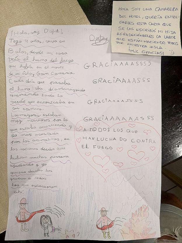 Imagen de la carta entregada a los brigadistas leoneses.