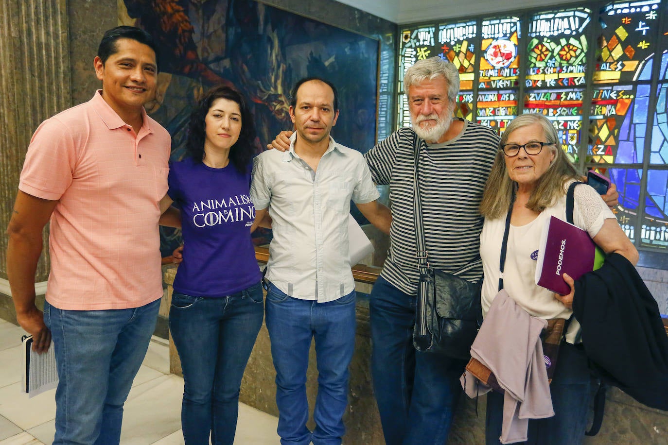 Responsables de la gestora de Podemos en León. 