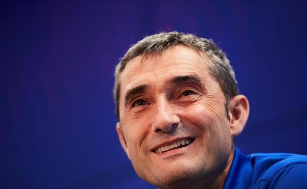 Ernesto Valverde, durante la rueda de prensa. 