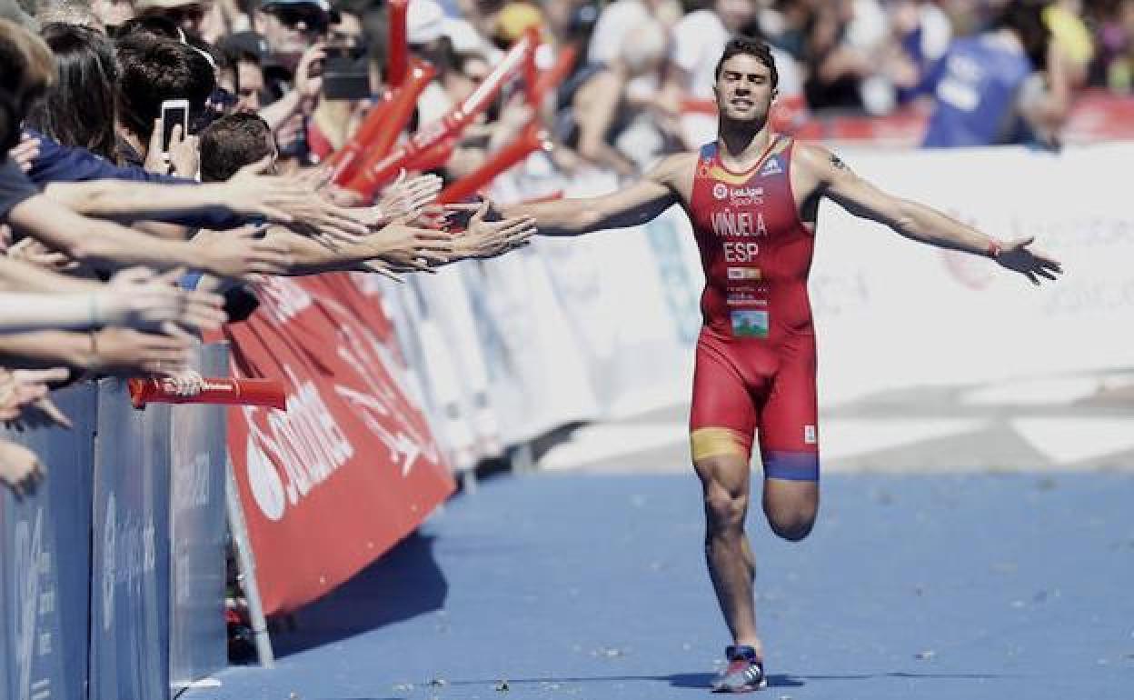 Kevin Tarek Viñuela, en el Campeonato del Mundo de Acuatlón de este mes de abril. 