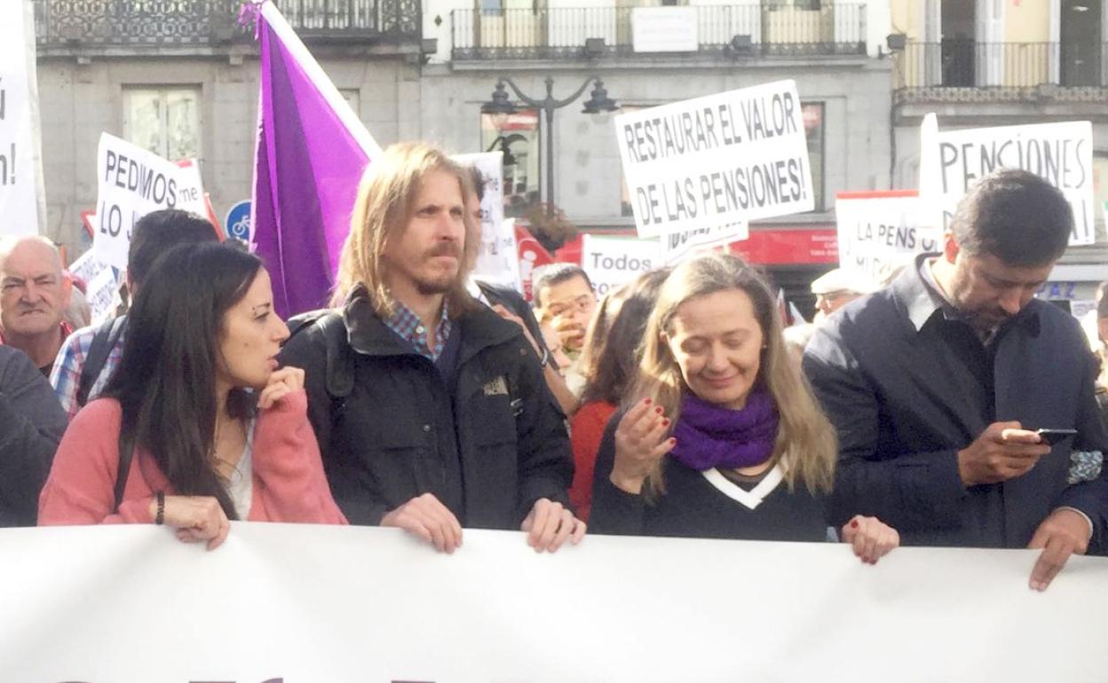 Pablo Fernández, este miércoles, durante la marcha de los jubilados en Madrid.