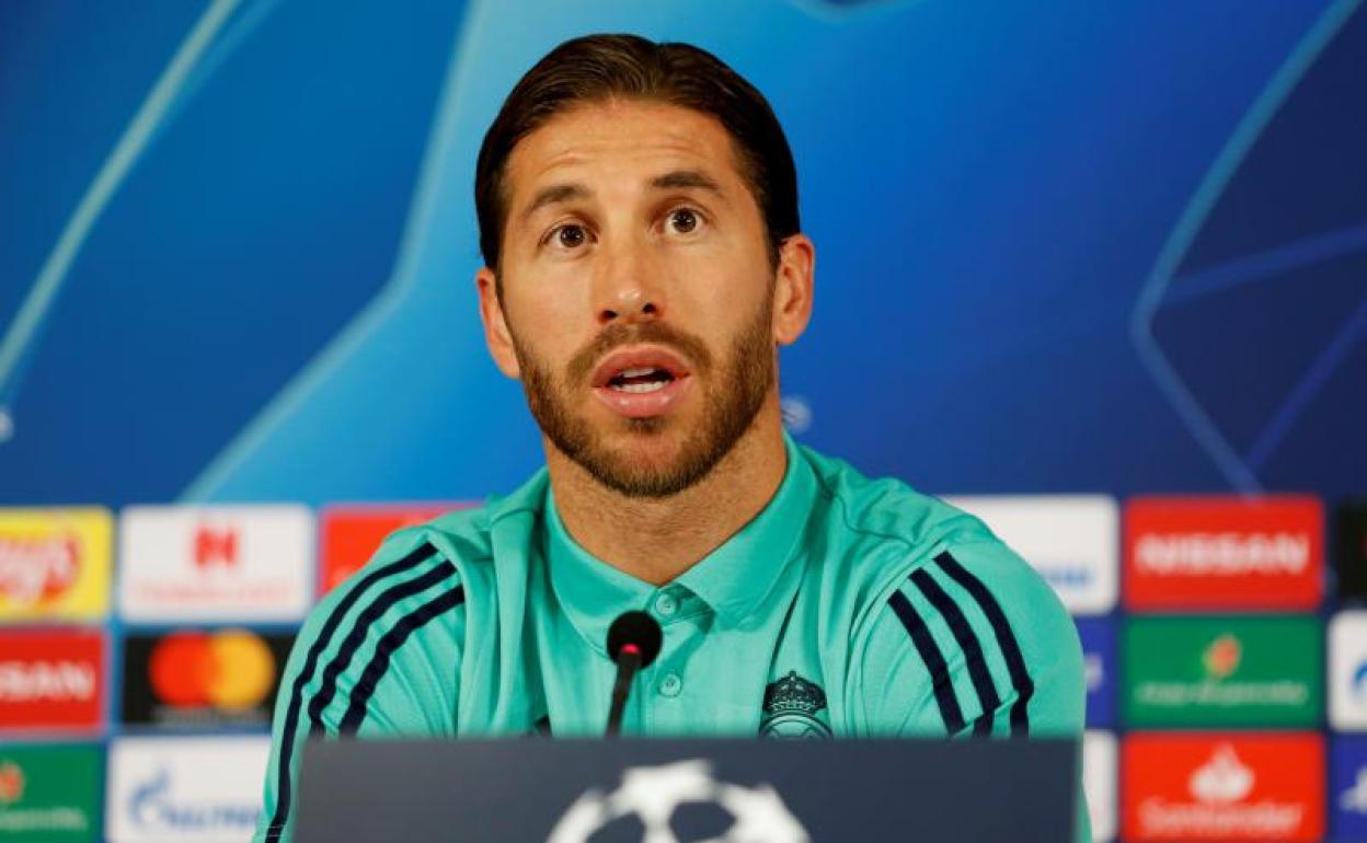 Sergio Ramos, durante la rueda de prensa. 