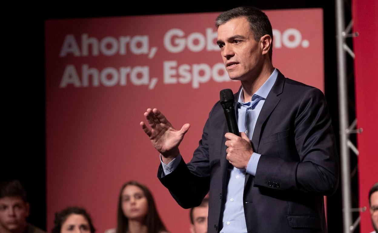 Pedro Sánchez, durante un mitin. 