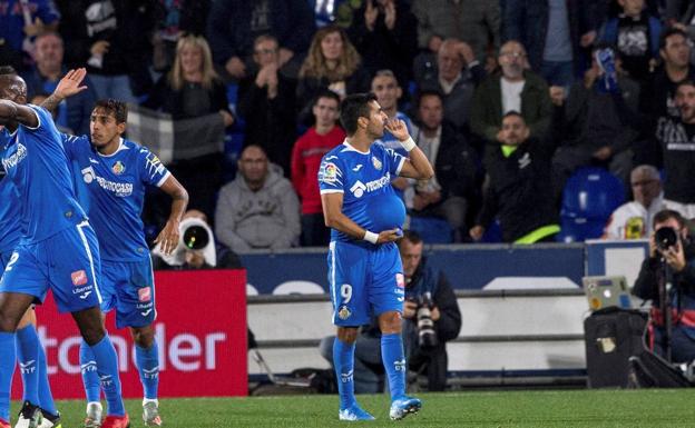 Ángel Rodríguez celebra su gol para el Getafe.