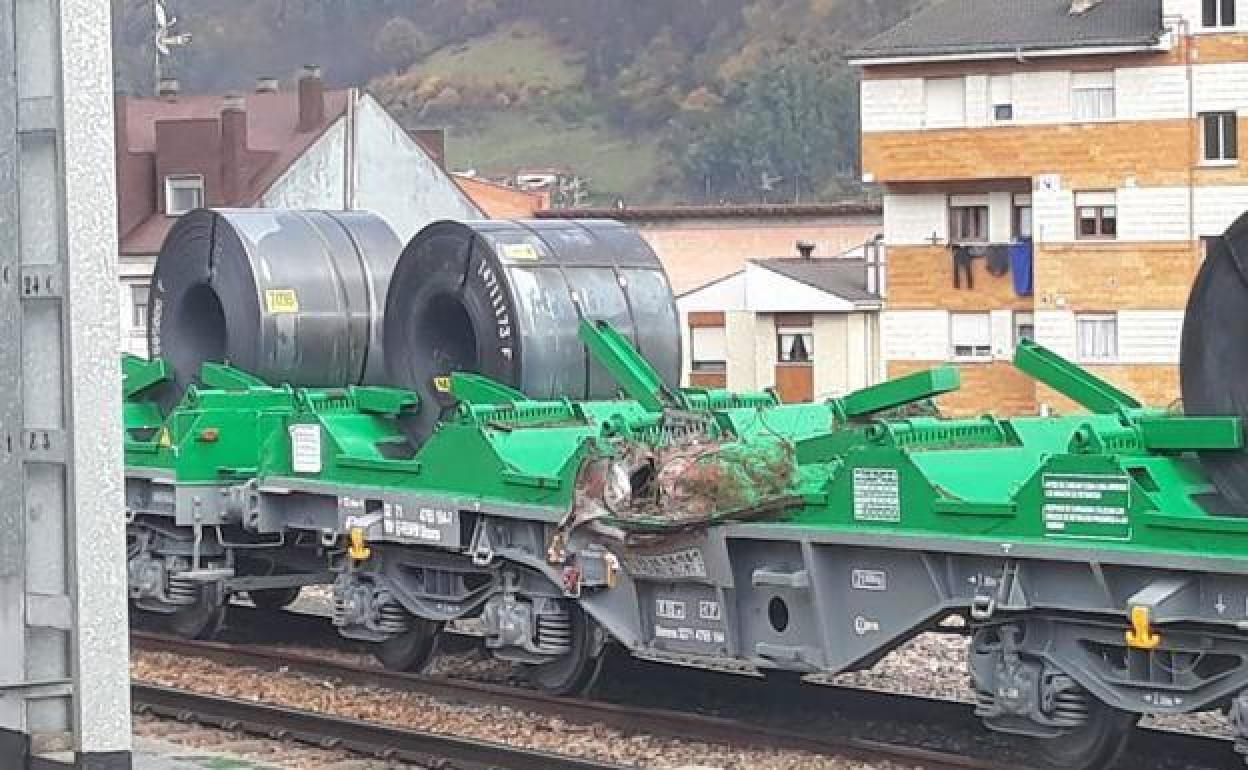 Un mercancías atraviesa la provincia de León.