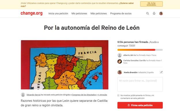 La iniciativa en Change.org 'Por la autonomía del Reino de León' supera las 6.000 adhesiones en cinco días