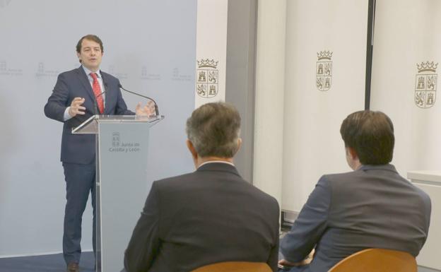 Alfonso Fernández Mañueco, este martes en León. 