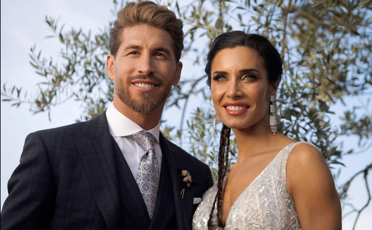 Sergio Ramos y Pilar Rubio, el día de su boda, el 15 d ejunio de 2019.