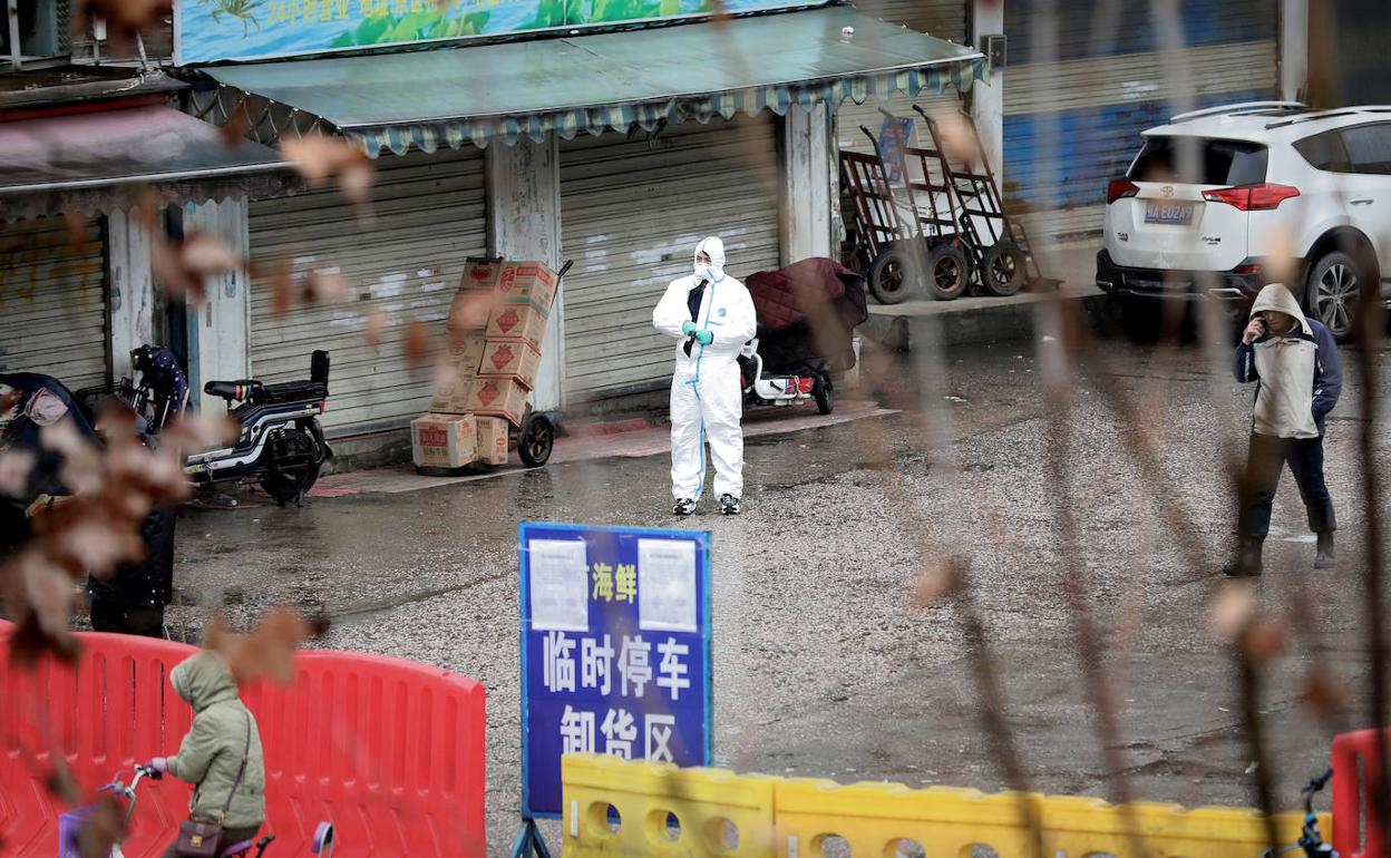 Mercado de Wuhan, epicentro del contagio.