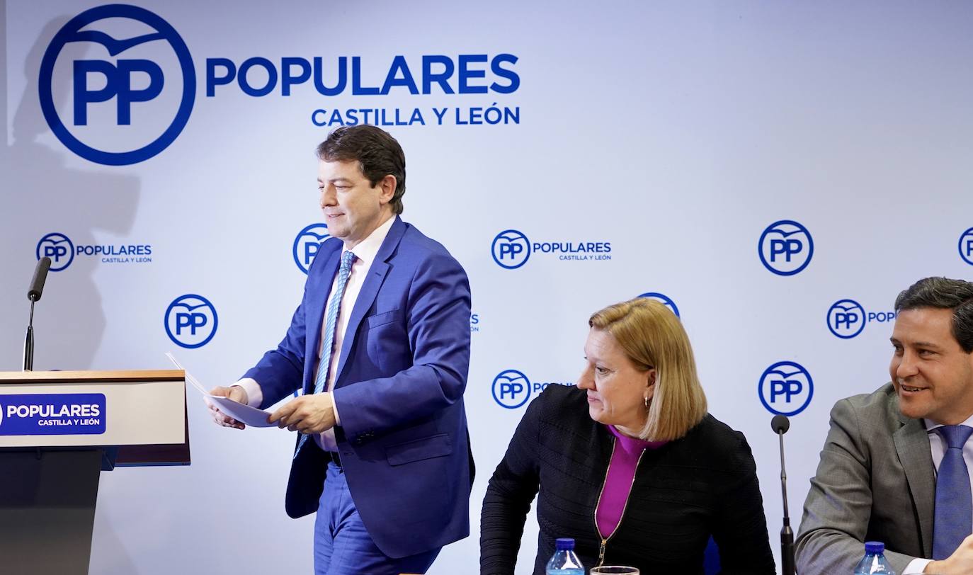 El presidente del PP de Castilla y León, Alfonso Fernández Mañueco, clausura la reunión del Comité Ejecutivo Autonómico. 