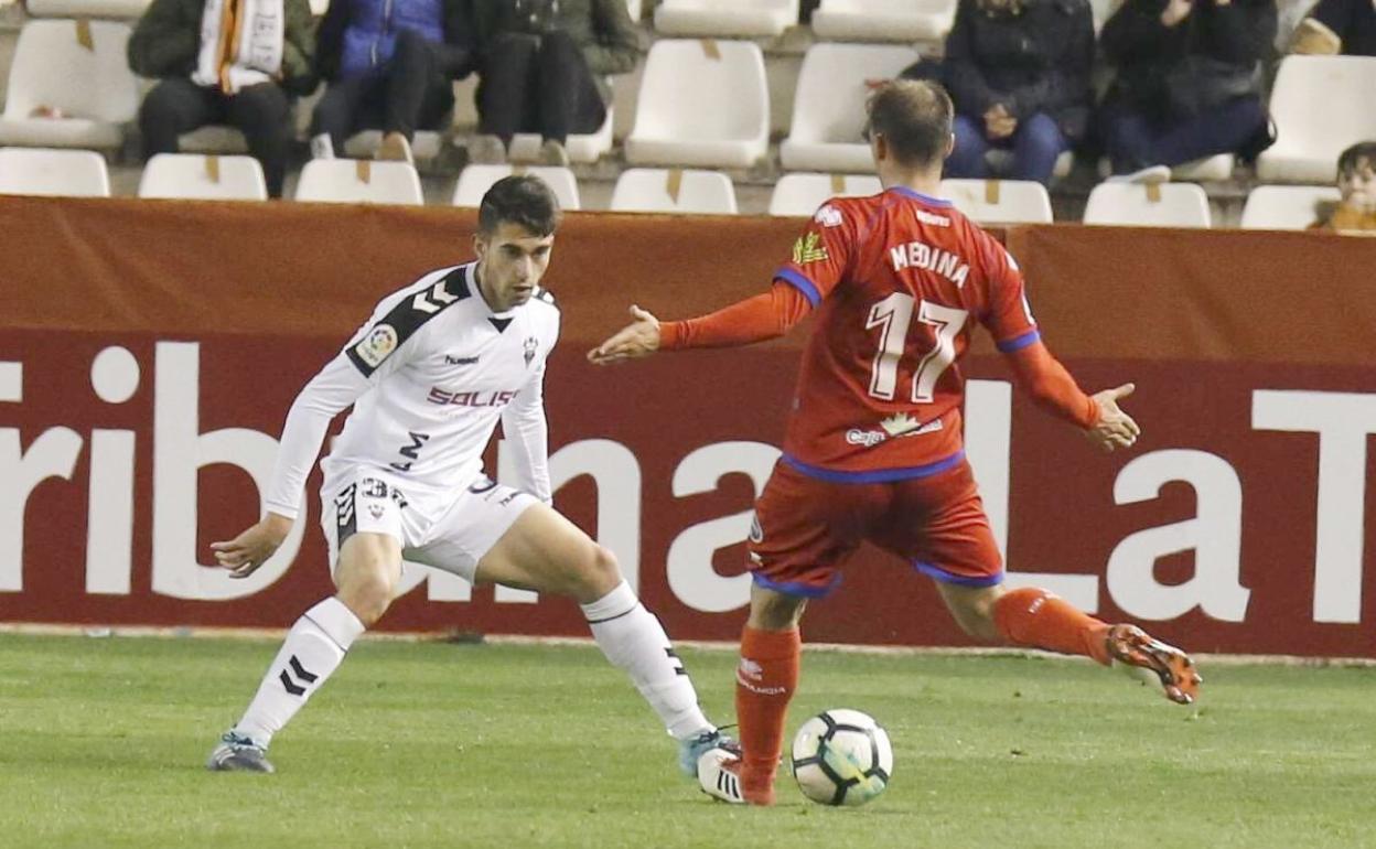 Ángel Moreno, durante un partido con el Albacete.