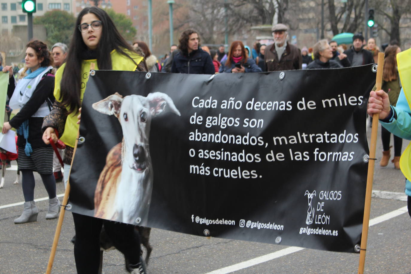 Fotos: Manifestación en contra de la caza con galgos en León