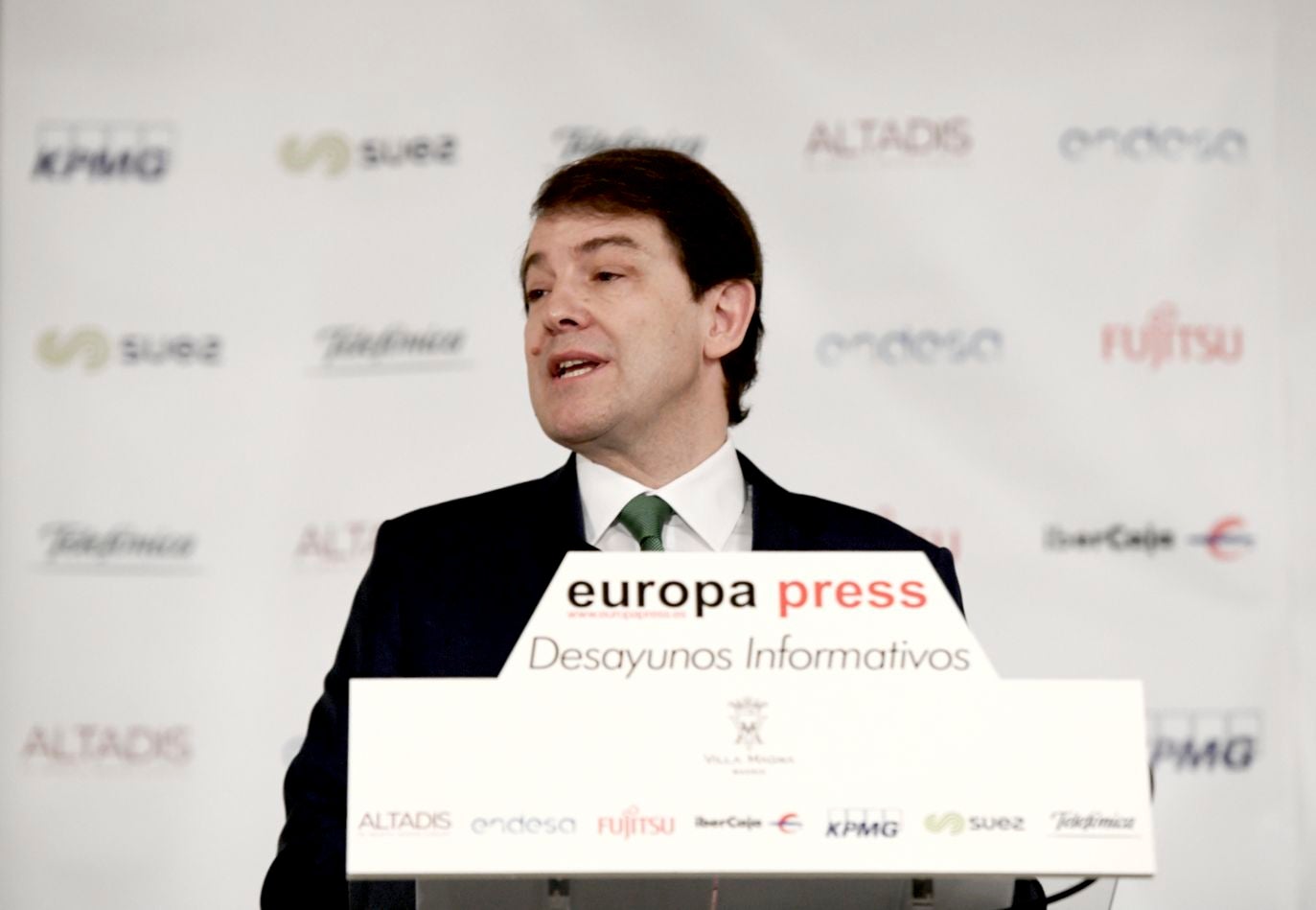 El presidente de Castilla y León, Alfonso Fernández Mañueco, interviene en un Desayuno Informativo de Europa Press, en Madrid.