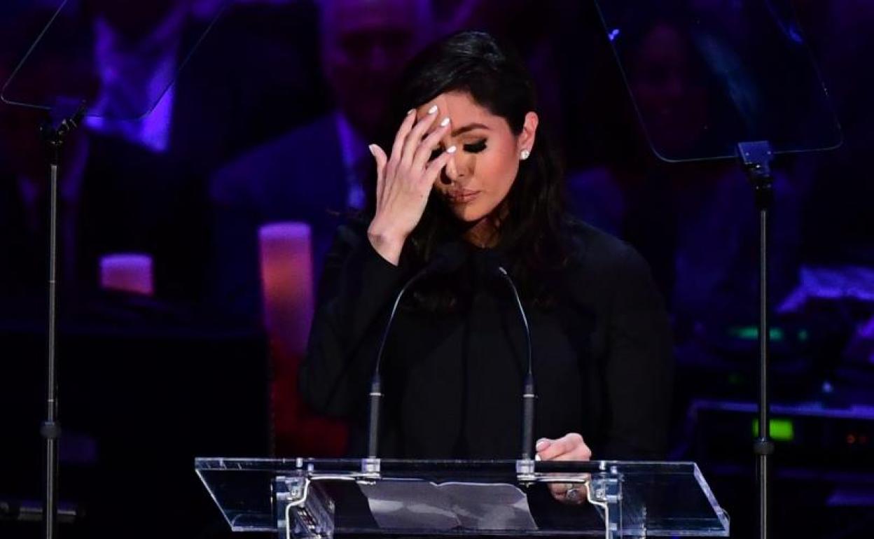 Vanessa Bryant, durante el funeral de su marido en el Staples Center de Los Ángeles. 