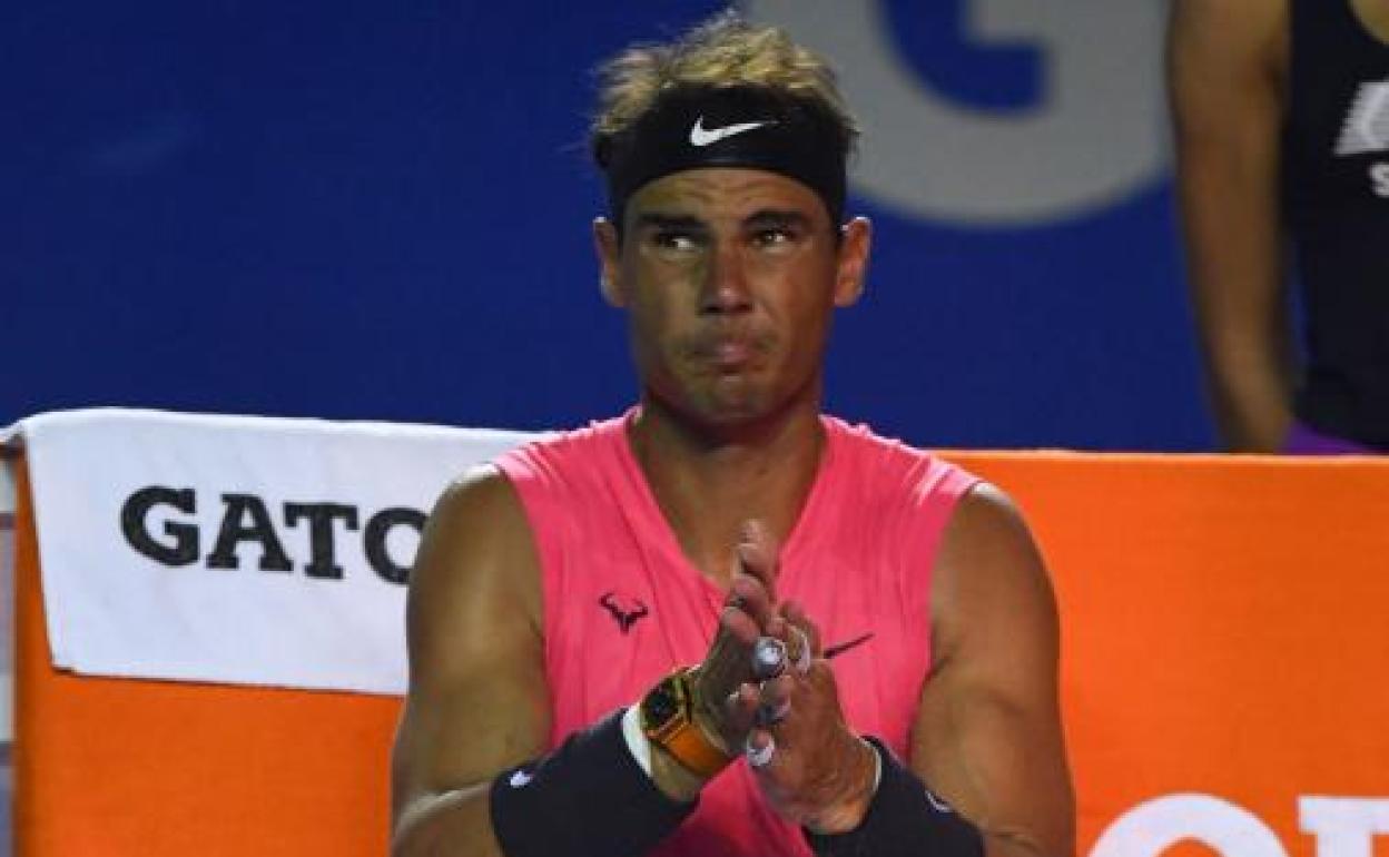 Rafa Nadal, durante su partido de octavos en el Abierto de Acapulco. 